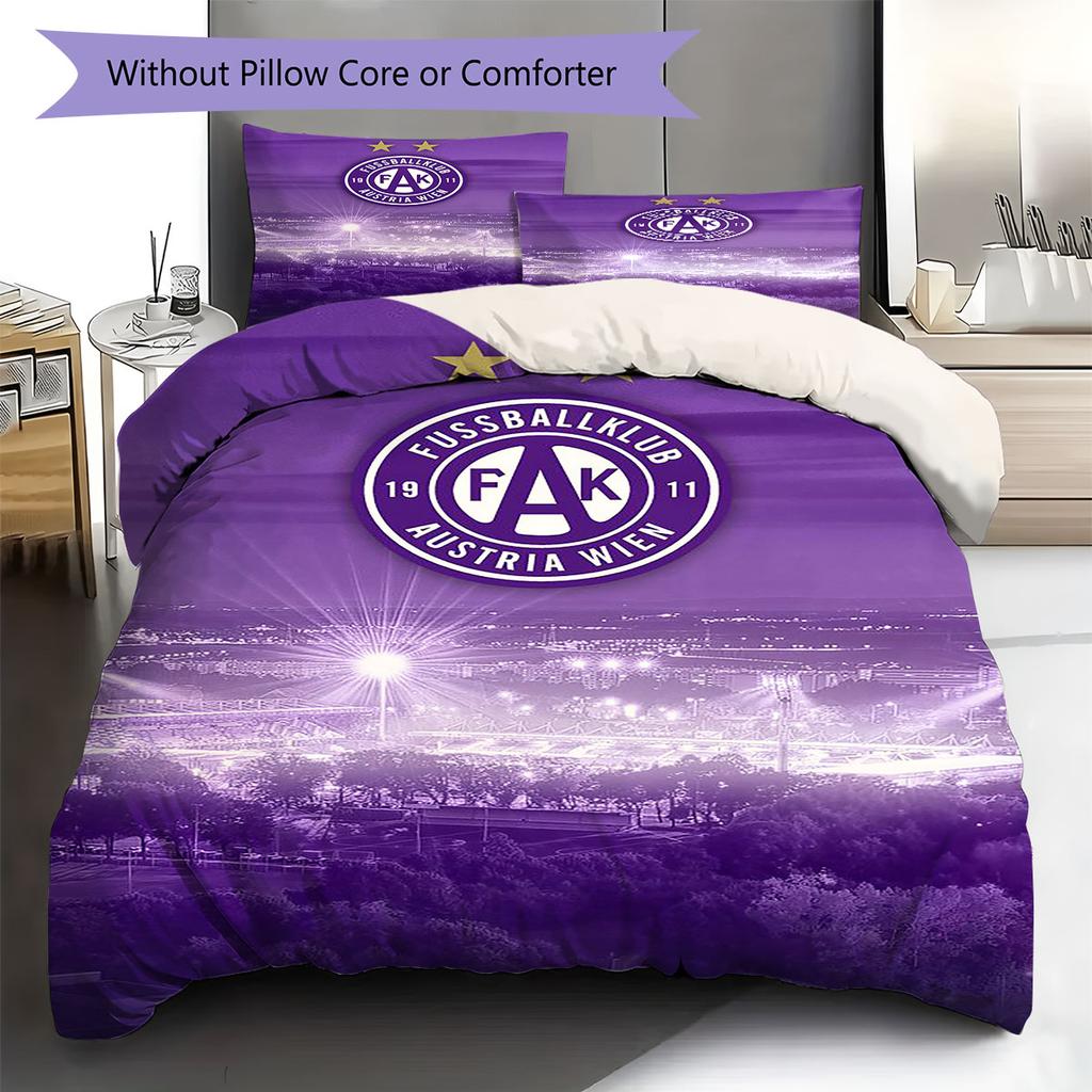 Austria Vienna Football Club Pattern Bedding,Quilt Set Quilt Cover Pillowcase Home Birthday Gift(1 * Duvet Cover + 2 * Pillowcase, Without Core)