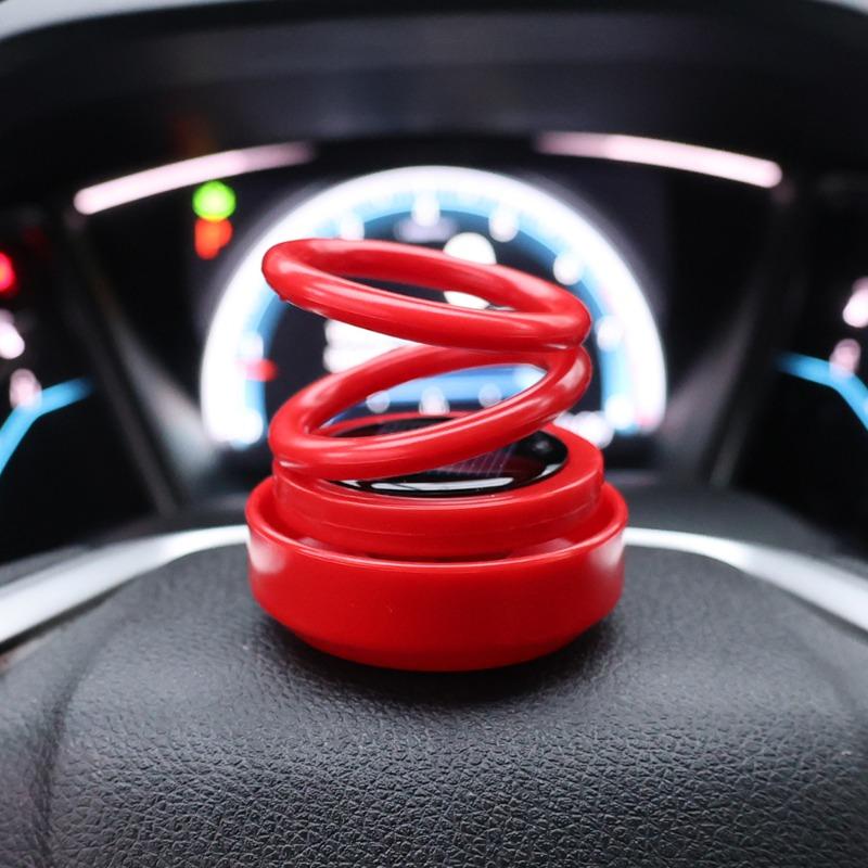 Car Solar Powered Air Freshener Ornament RV Truck Rotating Dual-ring Vision Levitation Aromatherapy with Wooden Fragrance Tablet