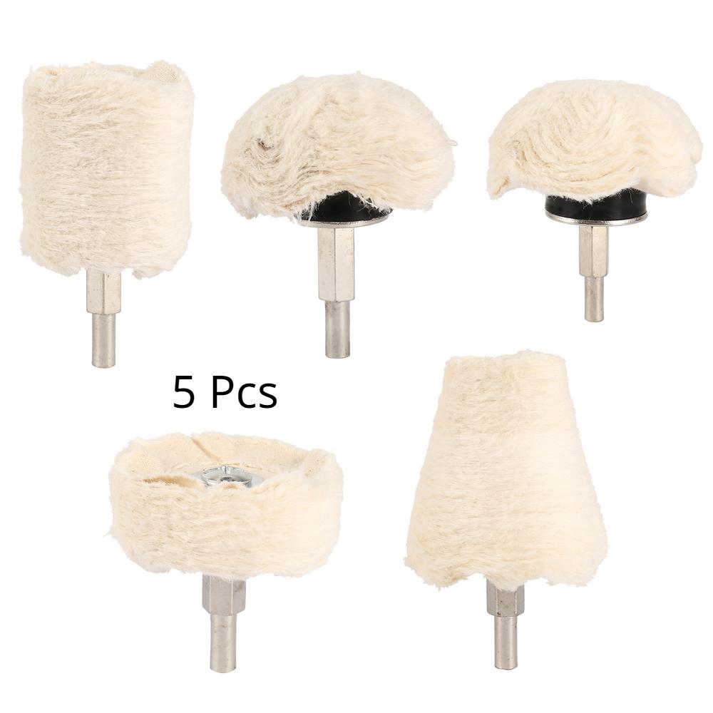 

5pcs Buffing Wheel Car Polishing Pads for Dril Buffing Pad Mop Rouge Compound Cone Column Mushroom T-Shaped Wheel Grinding Head