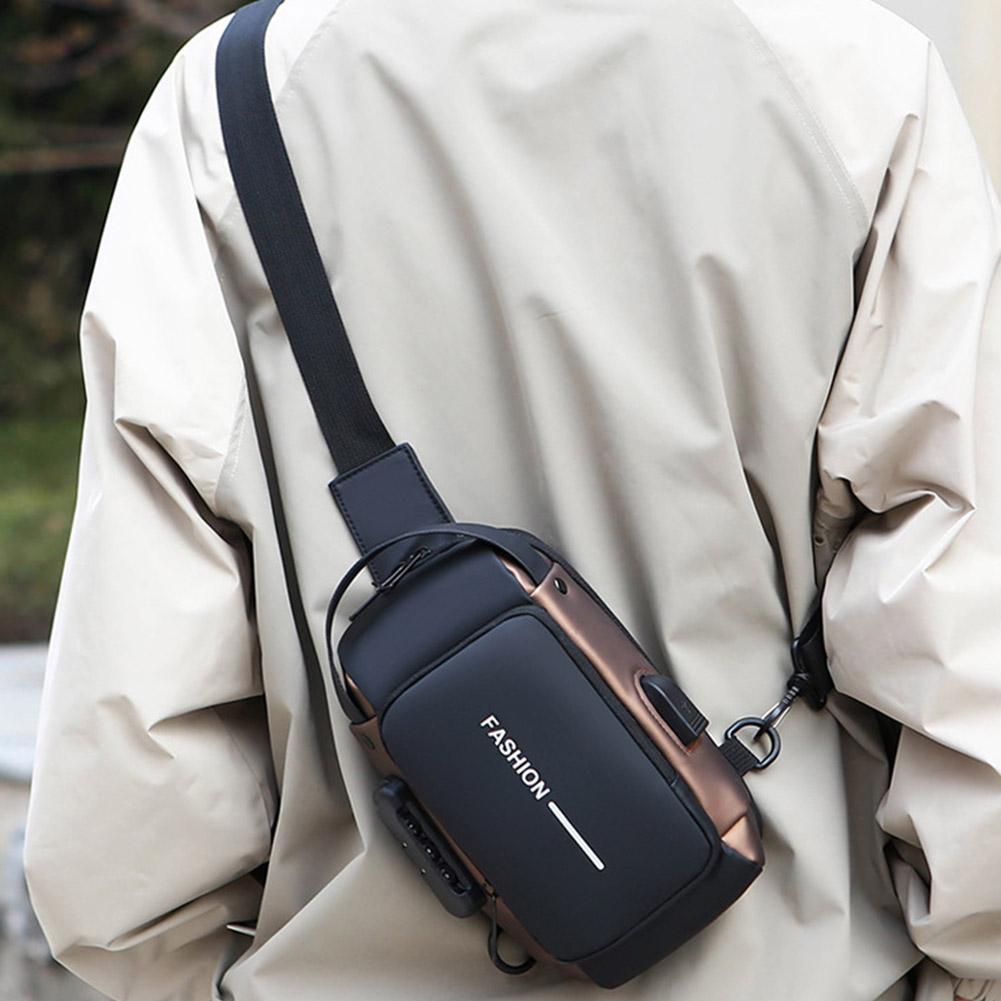 Men's Anti-theft Password Lock Chest Bag Adjustable Shoulder Strap, Crossbody And Single Shoulder Bag Casual Street Style