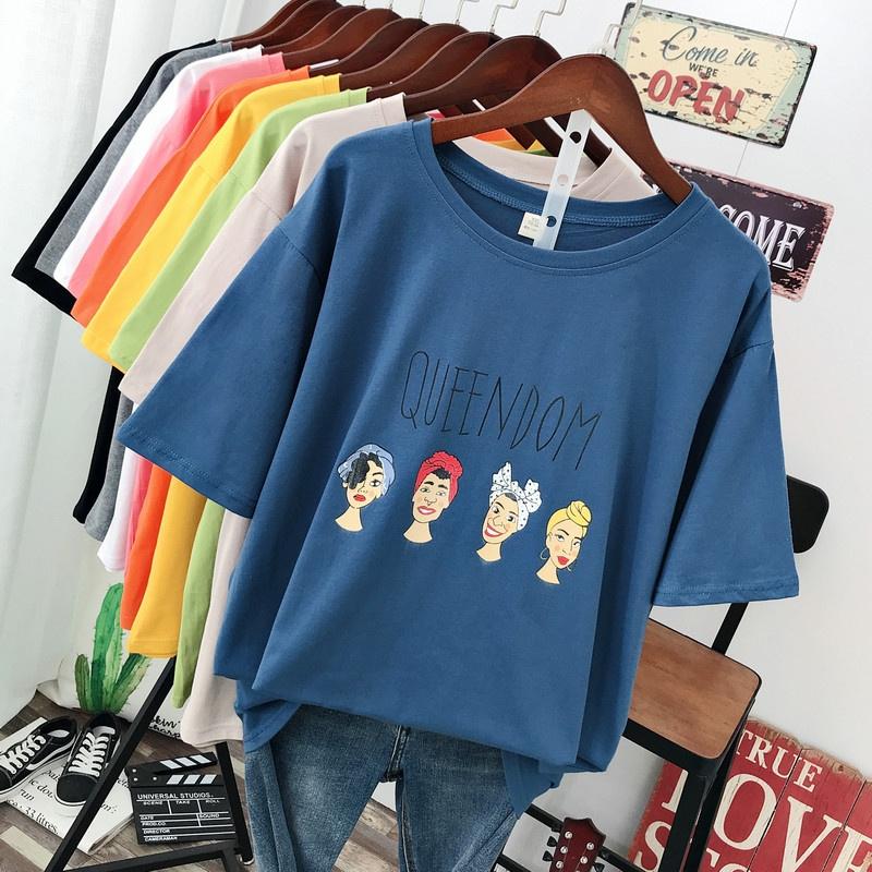 Hirsionsan Gothic Character Printed T Shirt Women Harajuku Soft Summer Cotton Tshirt Korean Loose Tees Ins Casual Female Tops Cute Cartoon Tees