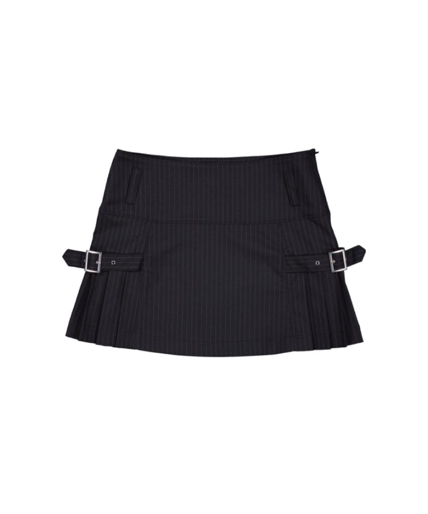 Deondaun Pleats Belt Skirt - Black