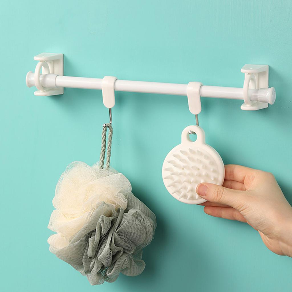 Suporte de haste de cortina autoadesivo anel giratório 360 ° ajustável sem perfuração suporte de haste de cortina para cozinha banheiro hotel