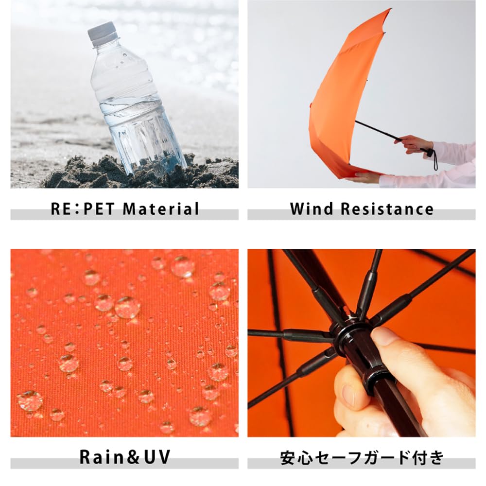 Because Folding Umbrella 53cm UV Protection or More Recycled Polyester 200g Parasol for Sunny and Rainy Days Unisex Made from Recycled PET Bottle