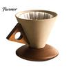 Artistic Frosted Texture Mug Creative Cone Coffee Cup Set with Ergonomic Handle Solid Wood Coaster High-Temperature Office Home 250ml Ceramic Tapered