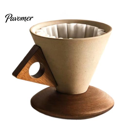 Artistic Frosted Texture Mug Creative Cone Coffee Cup Set with Ergonomic Handle Solid Wood Coaster High-Temperature Office Home 250ml Ceramic Tapered