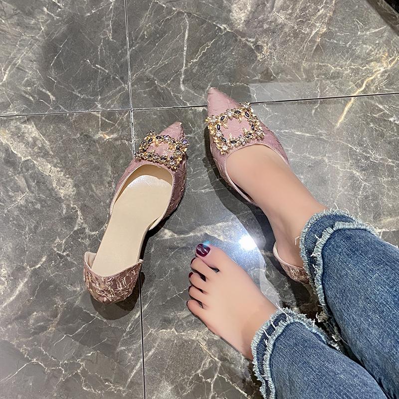 Fashion 2025 Women High Heel Pumps 6cm/9cm  Pointed Toe Stiletto Low Heel Women's Shoes Office Lady Rhinestone Shoes Pink Heels  Wedding