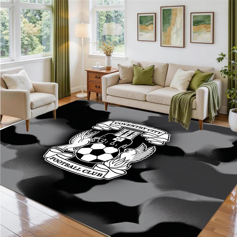 Coventry City Football Design Crystal Velvet Rug Soft Decorative Mat for Bedroom Entrance