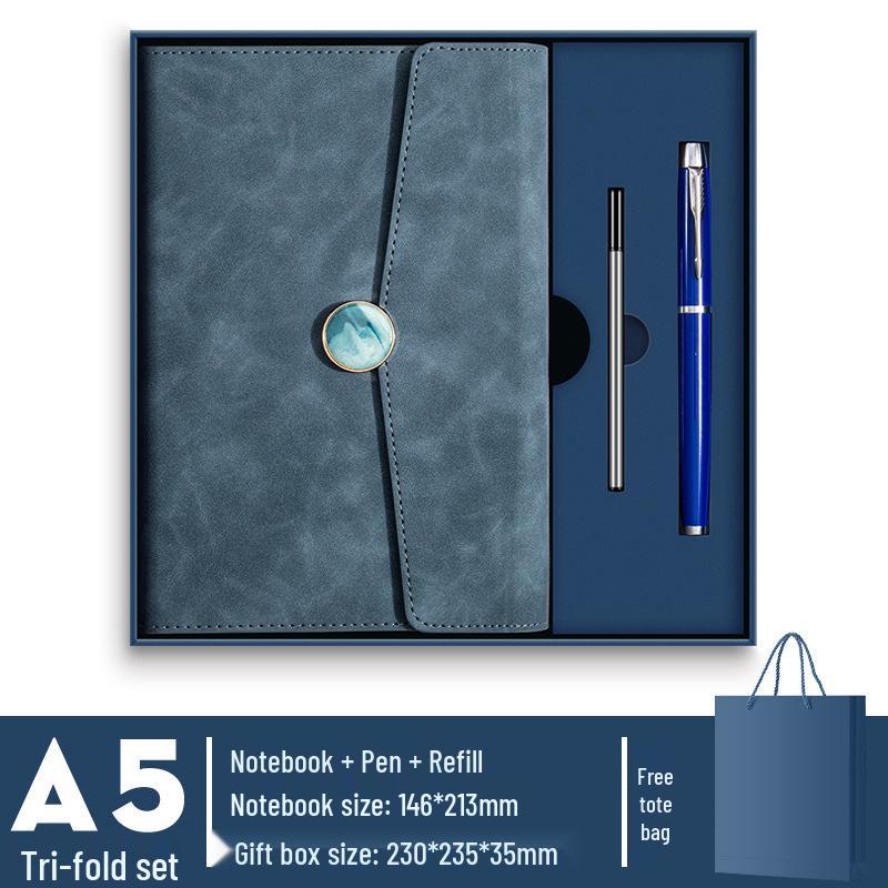 In-Stock A5 Notebook: Business Gift with Thickened Soft Leather, High-Appearance Design, Buckle Closure, and Gift Box