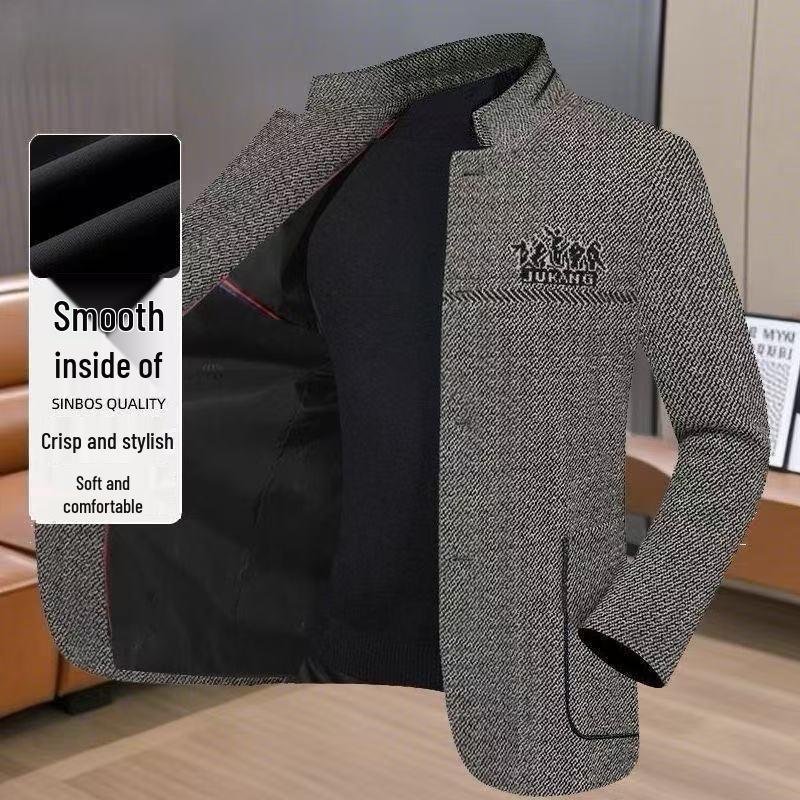 Herren Herbst Hochwertige Stehkragen Anzugjacke für Mittleren und Jungen