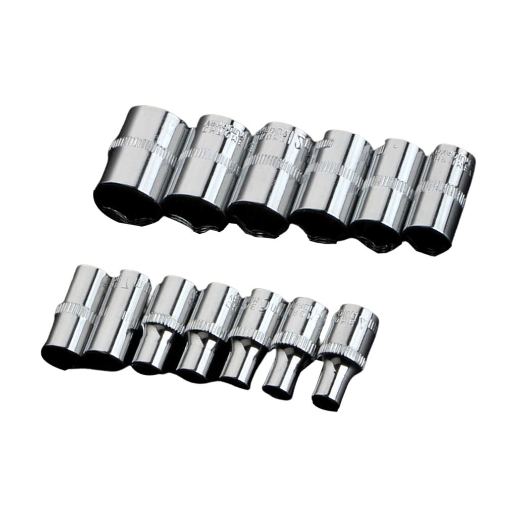 Essential Short Socket Spanner 1/4Inch Drive 6 Point Metric 4mm-14mm Selection for Profession Use Mechanical Repair Tool