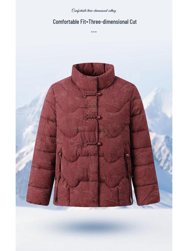 Schmale Baumwolljacke mit Stehkragen für Frauen mittleren Alters und ältere Frauen