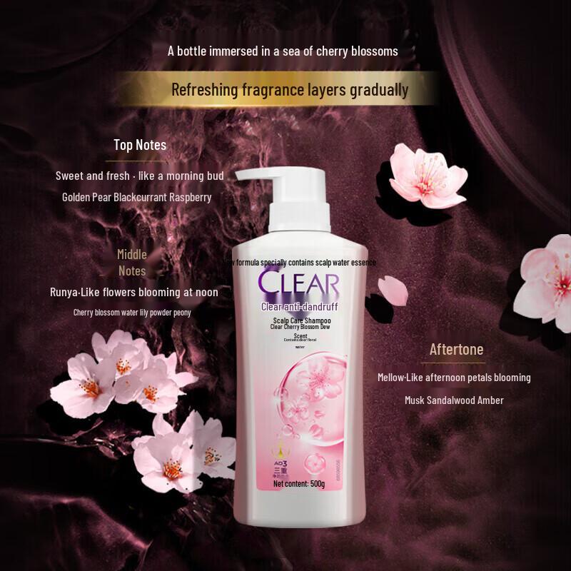 CLEAR Cherry Blossom Dew Anti-Dandruff Shampoo 500g