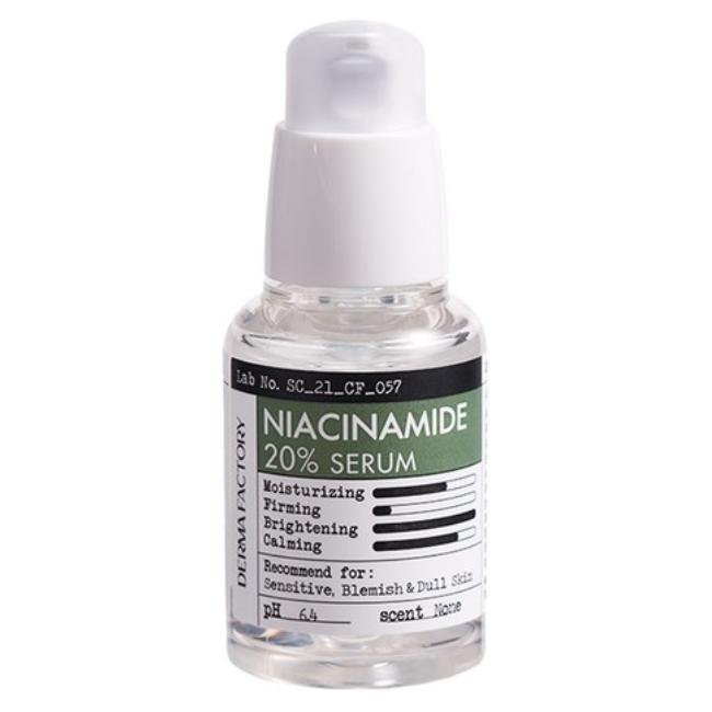 DERMA FACTORY Niacinamide 20% Serum 30ml - High-Strength Brightening & Pore-Refining Care