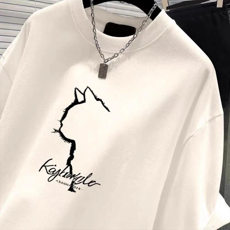 

Женская одежда Модная футболка с принтом кота с круглым вырезом и коротким рукавом Летний повседневный топ Футболки креативные женские базовые пуловеры 4XL