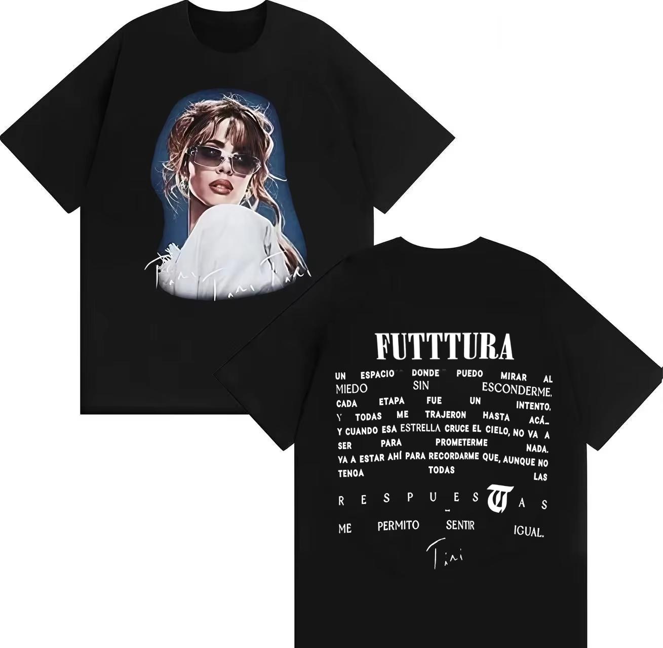 Tini Stoessel Futttura World tour 2026 graphic cotton unisex shirt Summer Oneck Mens Y2k hiphop Short Sleeve Tshirt fan gift S