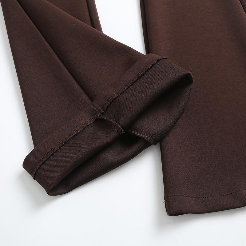 Spicy Girl Autumn 2023 Merlot Knit Slit Culottes: Women's Slimming Fake Two-Piece Elastic Micro Flare Pants