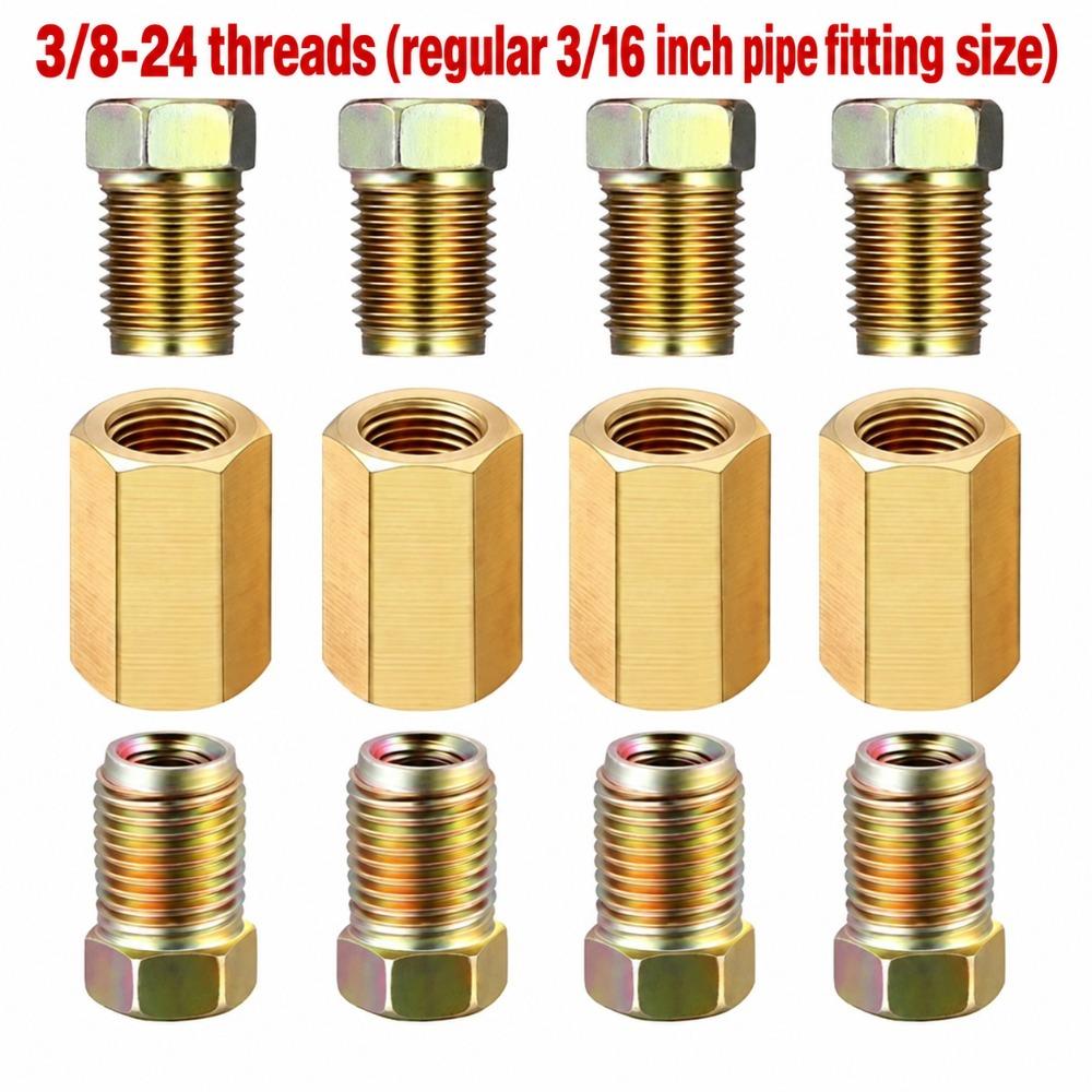 7/16 Inch-24 Threads Brake Line Fitting Inverted Flare Fitting Vehicle Tube Connection