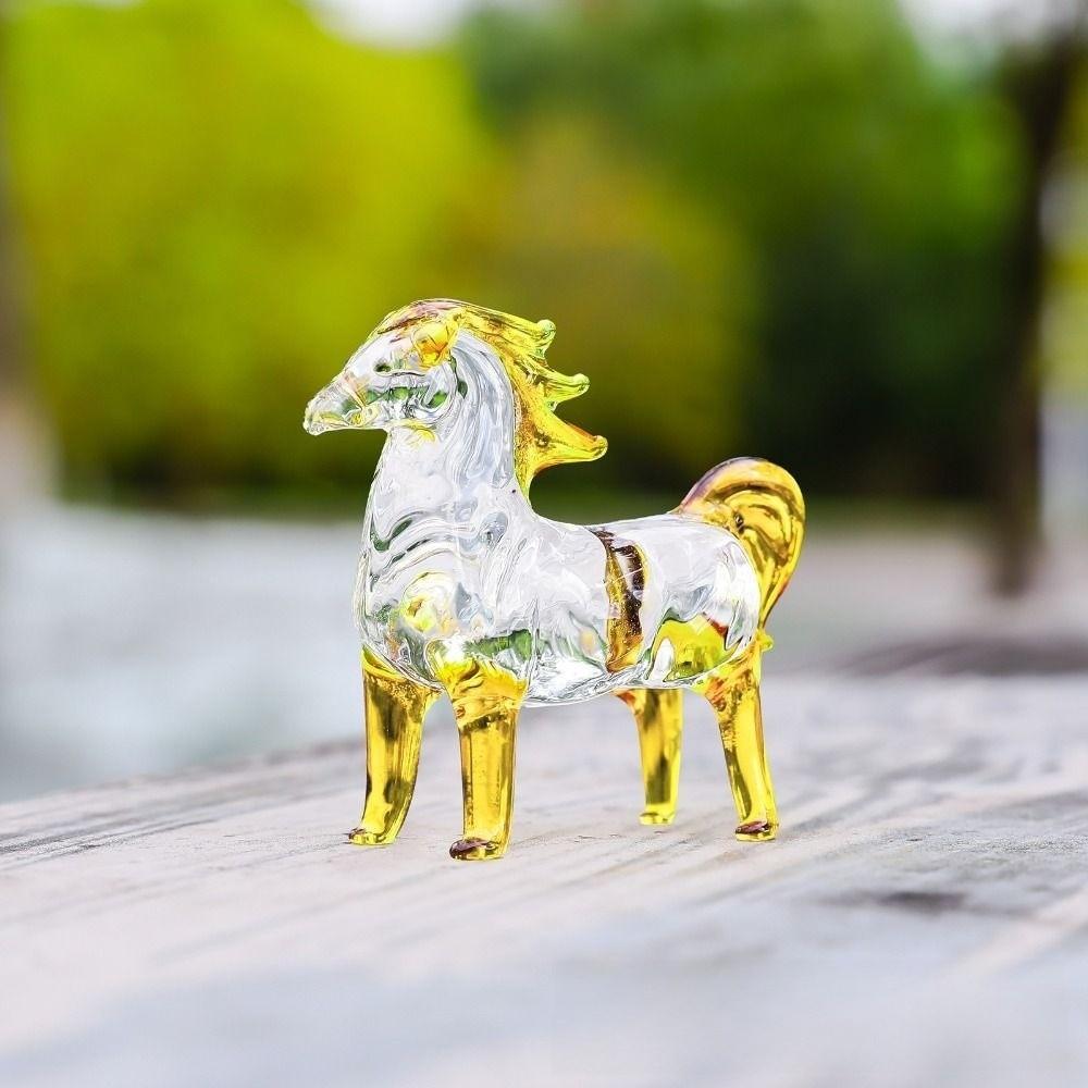 Sturdy Crystal Horse Statue Colorful Decorative Horse Shape Crystal Artwork  Tabletop