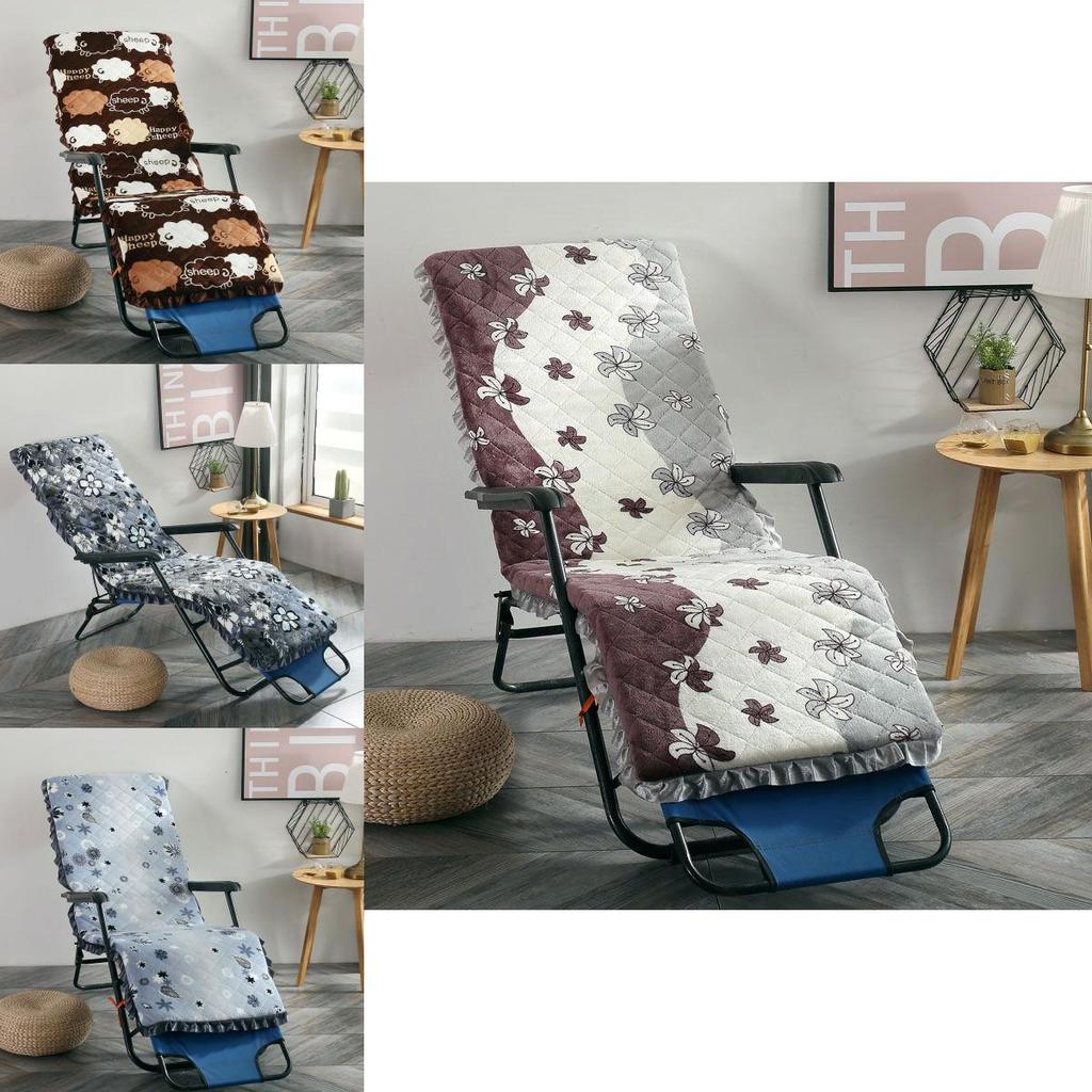 Luxurious Washable Flannel Deck Chair Cushion With Thick Padded Flower Print Design