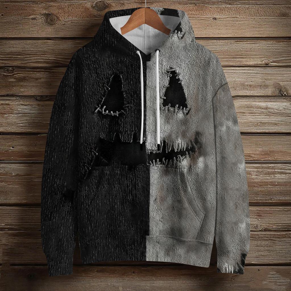 Women's Fashion Long Sleeve Pullover Halloween Print Hooded Pocket Sweatshirt
