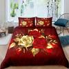 3D Printed Quilt Cover Elegant High-End Romantic Rose Bedding Cover Pillowcase Home Textiles Gold Floral Duvet Cover Sets