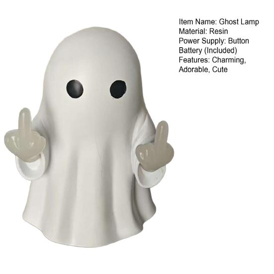 Ghost Middle Finger Led Lamp Lighted Up Finger Ghost Statue Novelty Night Light Decoration for Mantel Tabletop Windowsill Shelf Home Decor