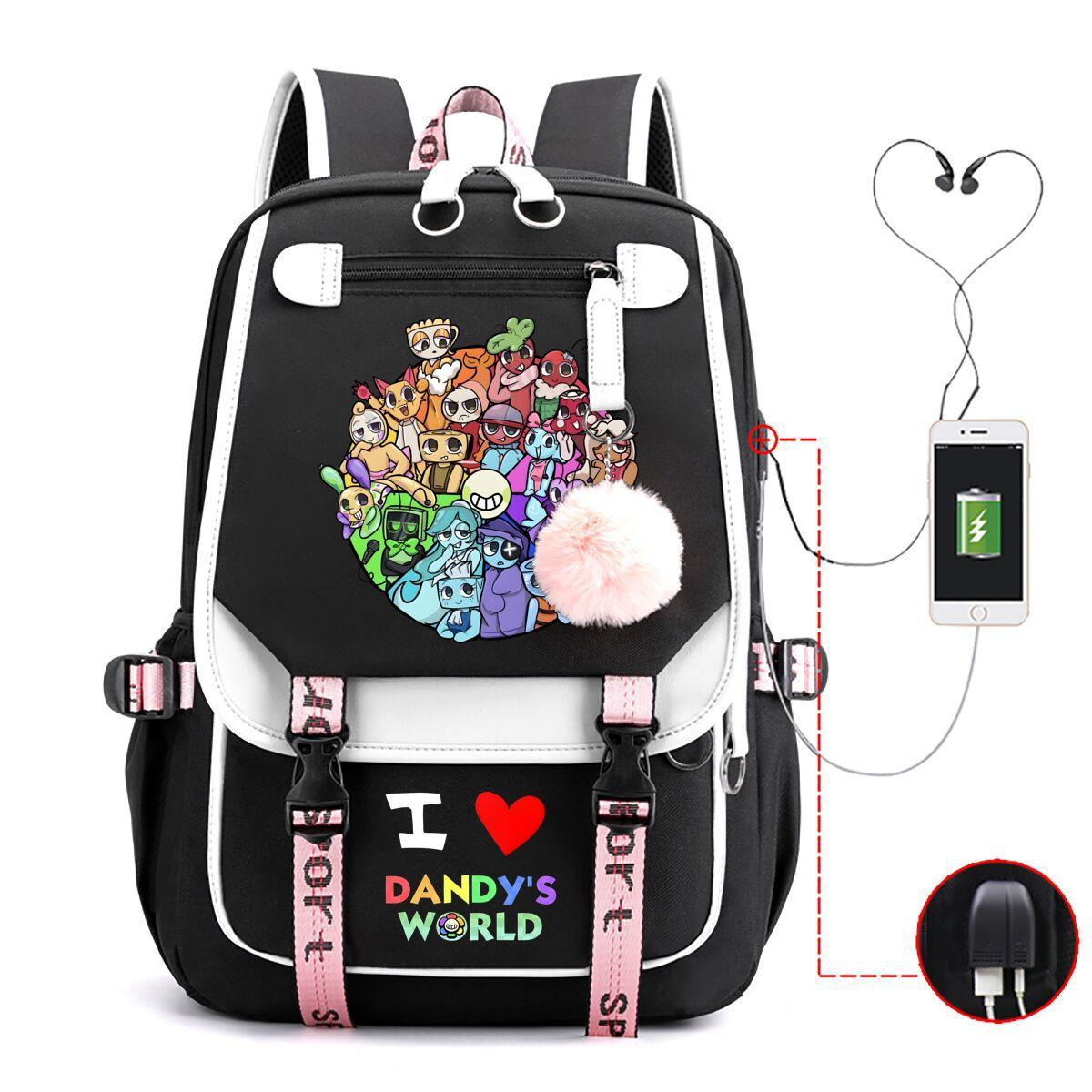 

Dandy s world cartoon print primary and secondary school bag contrasting color neutral USB casual backpack No specification