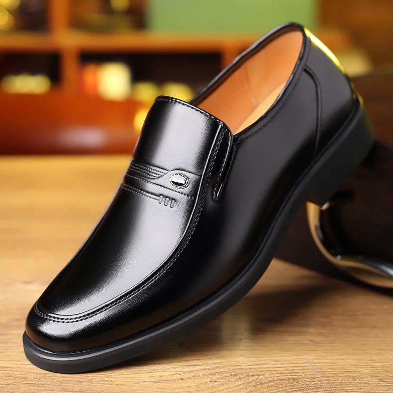 Spring Men's Leather Shoes Extra Large Size 48 Size Men's Inner Height Increase Business Dress Height Increase Shoes In the Elderly Father Shoes