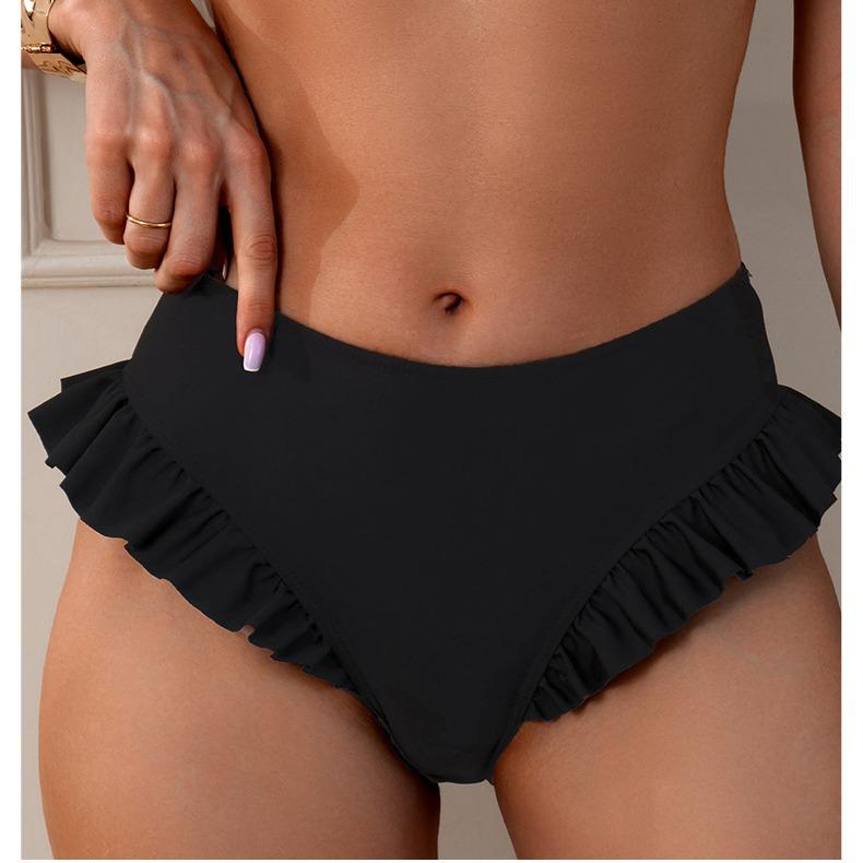 

2025 Women s Ruffle Anti-Exposure Triangle Swim Trunks Extra Large чорний