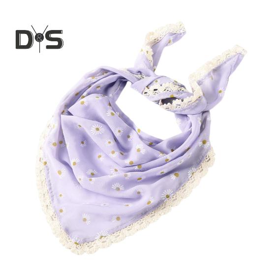 

Платок треугольной формы с кружевной отделкой и цветочным принтом, женская повязка на голову, аксессуары для волос для макияжа и фотосъемки фиолетовый