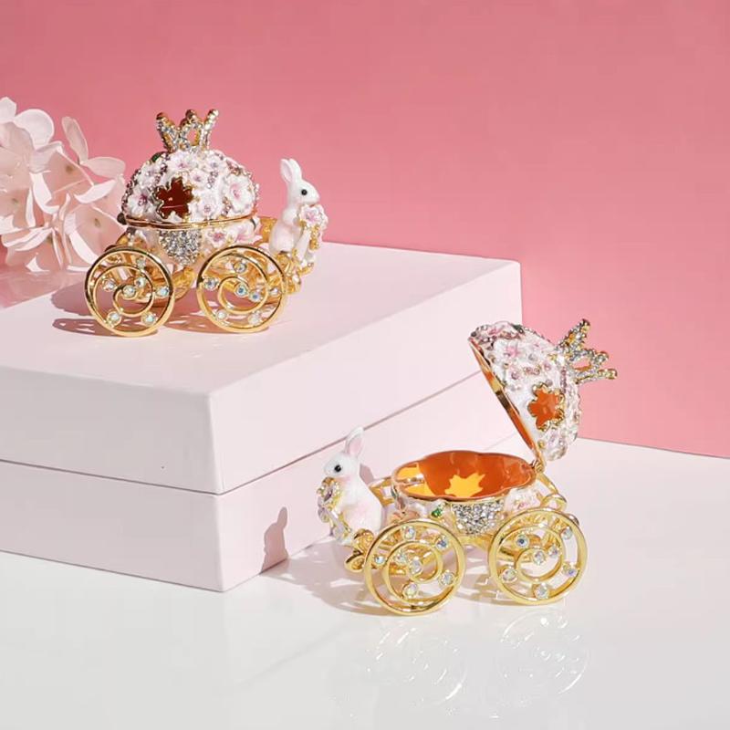 Pudełko na pierścionki ślubne w kształcie dyni, Karoca Księżniczki Blossom z Wiśniami, Ozdoby do Dekoracji Domowego Biurka, Organizer na Biżuterię, Prezent dla Dziewczyny