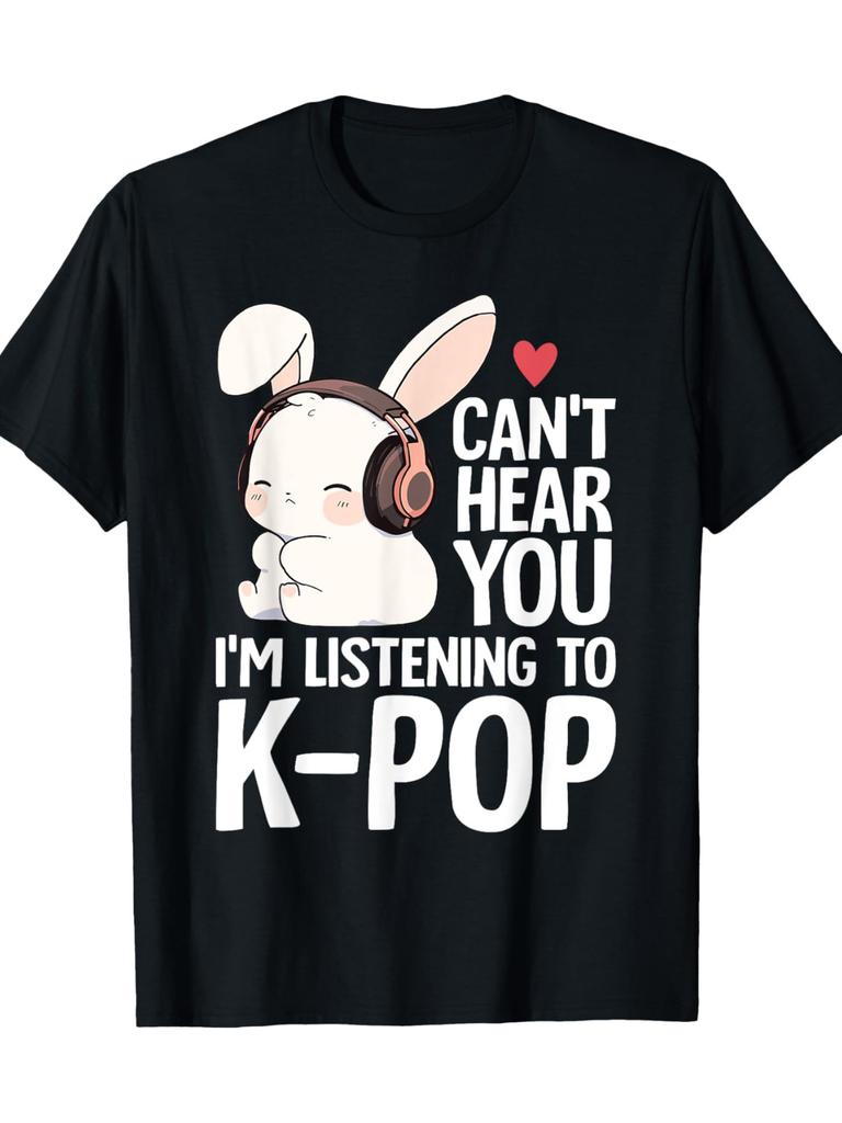 Cute Bunny Listening To KPop T-shirt