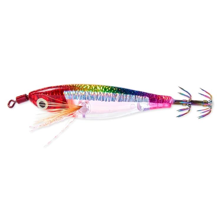 Squid Fishing Lure Set with 5 Solid Forms, Reflective Finish, Horizontal Sinking Action, Feather Skirts and Tail Point Design for Shoreline Use