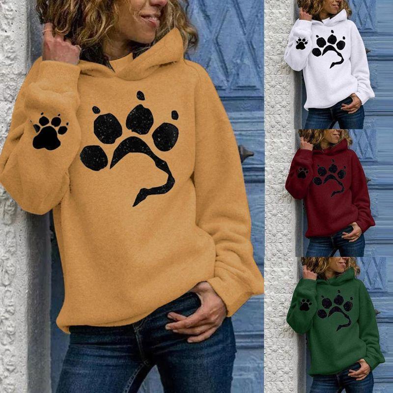 Bear Claw Print Long Sleeve Hoodie Bear Claw Print Long Sleeves Women's Hoodie