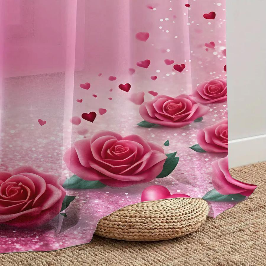 1PCS rose-heart-shaped gauze curtain   perfect for a romantic Valentine's Day   suitable for both bedroom and living room