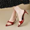 Fashion Summer Women High Heels Sexy Pointed Stiletto Heels Slippers Fashion Patent Leather High-heeled Slippers for Women Mules Slides