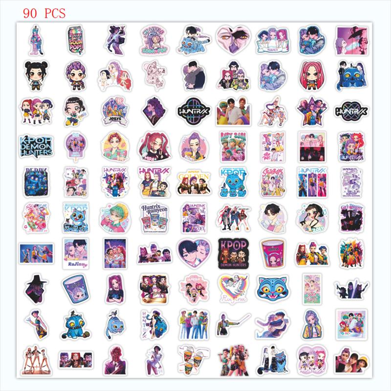 

50/90/Pcs Cute Anime Kpop Demon Hunters Graffiti Stickers Water Cup Mobile Waterproof Decor Sticker Diy Stickers Christmas Gift 90 PCS
