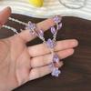 Flower Dance~ Pink Million Sense Flash Diamond Flower Necklace Banquet Birthday Evening Dress Clavicle Chain Premium Set