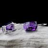 Renpin S925 Silver Handmade Faceted Amethyst Earrings for Women