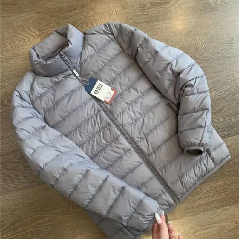 

Мужская легкая пуховая хлопковая куртка со стойкой воротником, короткая, теплая, повседневная верхняя одежда, модное хлопковое пальто, трендовое L 【 50-57.5kg 】