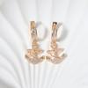 1 Pair Fashion Anchor Zirconia Dangle Earrings for Women Golden Earring Jewelry Party Accessories