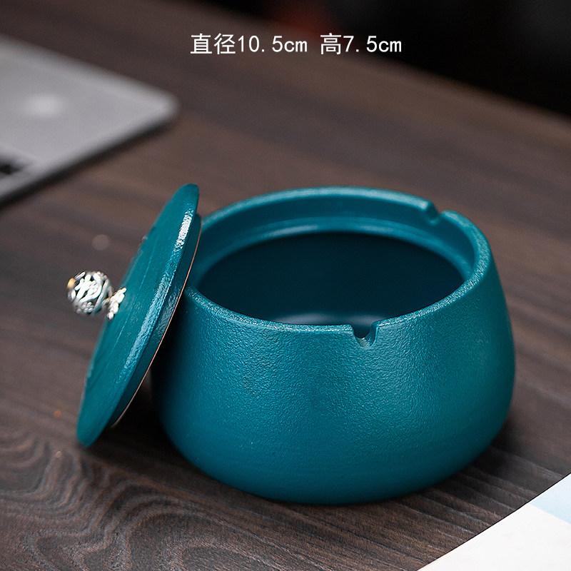 Ceramic Anti Fly Ash Ashtray, Ashtray with Lid Office Ashtray, Chinese Style Ashtrays, Home Decoration, Household Merchandises