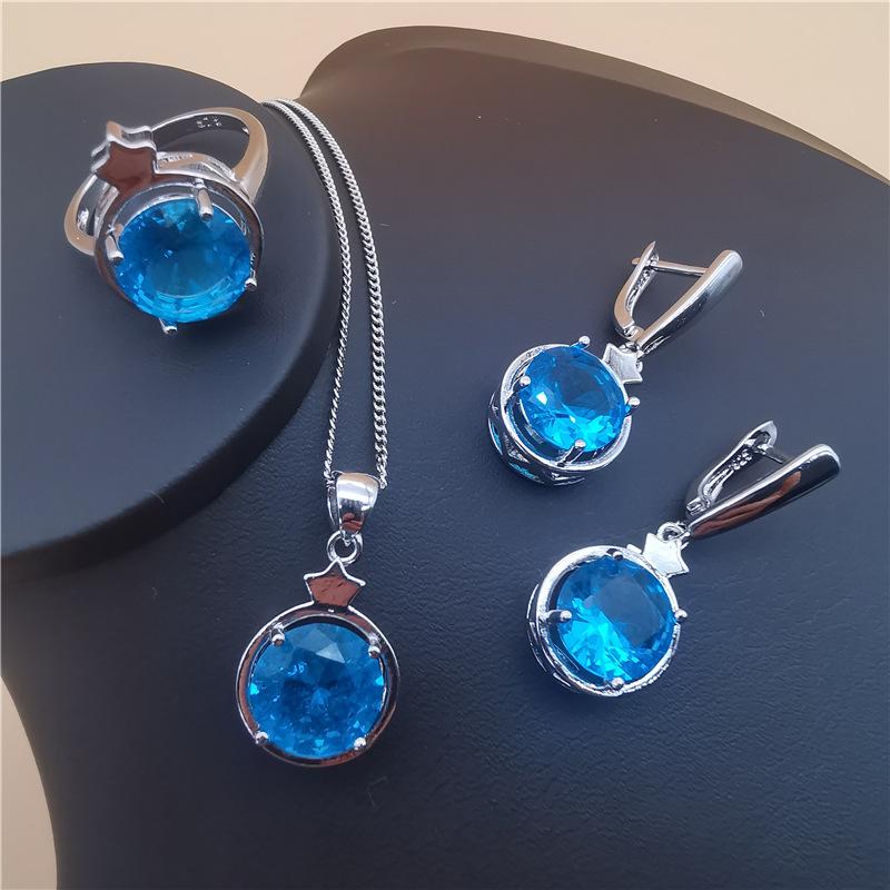 New Popular Star Round Tanzanite Jewelry Three Piece Set