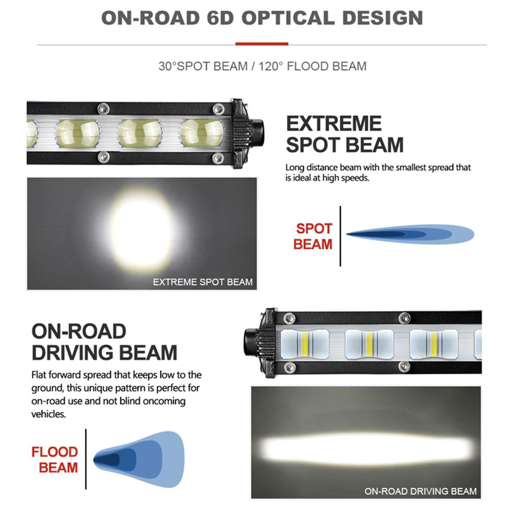 6D Lens Led Light Bar 12V 24V Camping Light Waterproof 7 Inch Led Work Light Flood Light