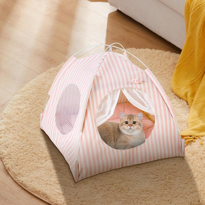 Kleines Hunde Zeltbett Haustier Campingzelt Halbgeschlossen Bequemes Tierruhekissen Mit Netz Abnehmbar Waschbar Für Kaninchen