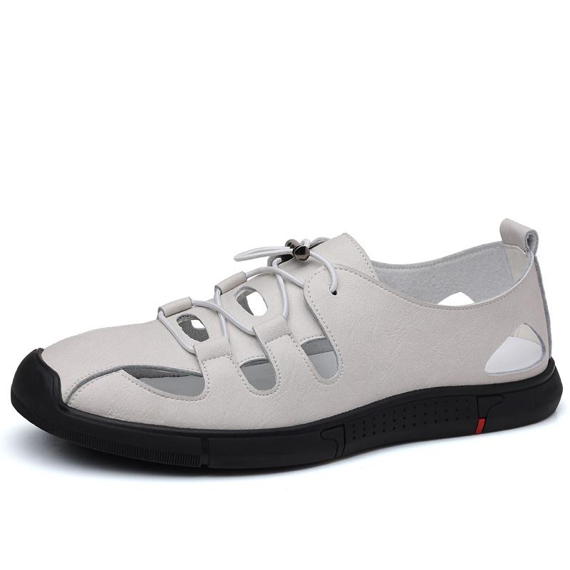 

2025 new men s casual hollow leather shoes men s trendy breathable hole shoes foot cover leather sandals 2025 direct sales 44