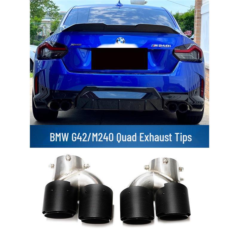 Carbon Fiber Stainless Steel Black Quad Exhaust Tips for BMW M240/M340/M440i/330