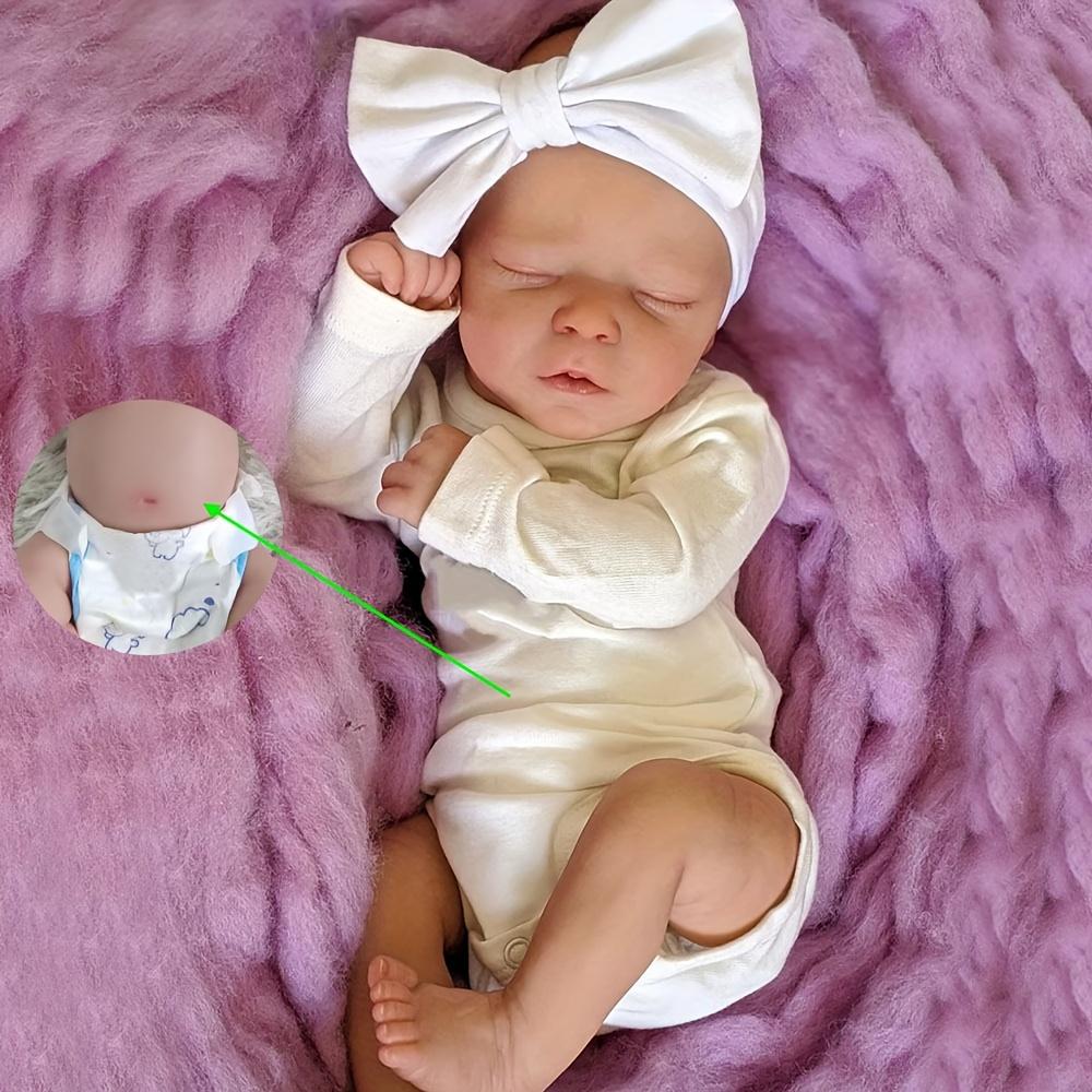 BZDOLL 18 Zoll Reborn Schlafendes Baby Puppe Voll Weicher Vinylkörper Badespielzeug Mädchen Kind 45cm Neugeborenes Bebe mit 3D-bemalter Haut und Sichtbaren Adern Spielzeug Kann Gewaschen Werden