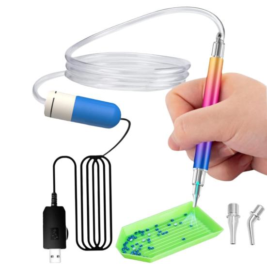 Stilou Electric pentru Artă cu Diamante fără Ceară Stilou Electric pentru Artă cu Diamante Alimentat USB Stilou Vacuum pentru Plasare Diamante pentru Artizanat DIY cu Artă Diamantată